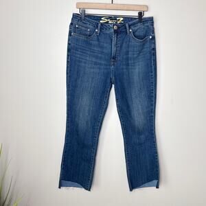 7 For All Mankind Luxe Straight Leg Cropped Jeans Size‎ 10 Raw Hem High Rise